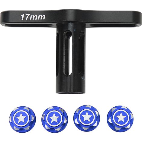 Douille d'écrou de roue 17mm pour TRAXXAS 1/10 1/8, outil de serrage avec capuchon d'écrou d'accouplement bleu pour voiture RC. (1/5)