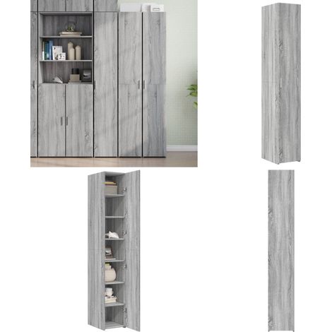 Highboard Grau Sonoma 30x42,5x185 cm Holzwerkstoff - Hochschrank - Hochschrank mit Ablage (1/5)
