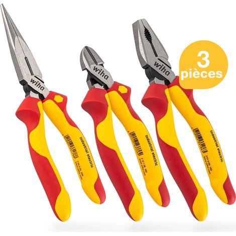 Wiha Pinces jeu Industrial electric Pince universelle, pince demi-ronde, pince coupante diagonale 3 pcs (38637) (1/5)
