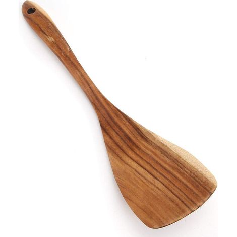 Spatola in legno naturale – paletta girevole per friggere – cucina casalinga – torta con crema al burro – 31,5x7,5cm (1/5)