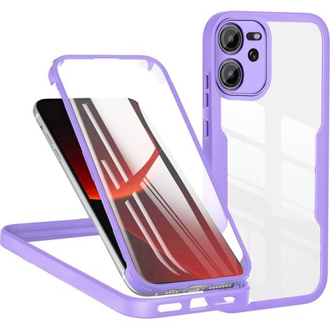 Coque pour Xiaomi 13T / 13T Pro 5G, Antichoc Housse avec Protecteur D'écran Intégré, Étui de Téléphone 360 Protection Complet Double Face Transparent Bumper Intégrale Case - Violet (1/5)