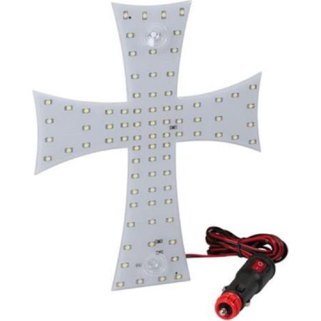 Croix 81 LEDs blanches 20x25cm 24V avec prise allume cigare