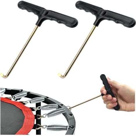 Lot de 2 outils de traction pour ressorts de trampoline, crochets pour trampoline, crochets en T avec poignée en plastique pour l'installation de ressorts de trampoline (1/5)