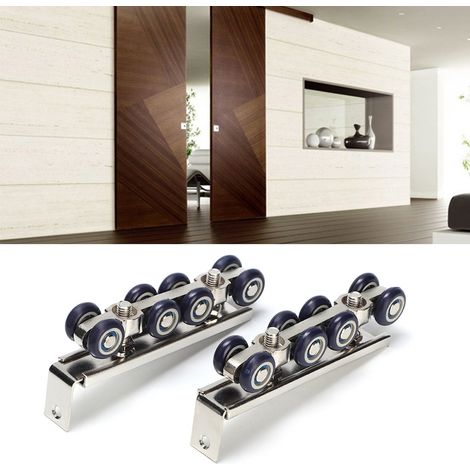 Accessoires de quincaillerie pour portes coulissantes résidentielles : poulie de suspension robuste à 8 roues pour rail de porte. (1/5)