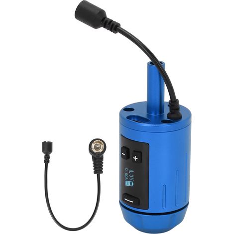 Tatouage Grip Machine Sans Fil Auto-Verrouillage, Écran LCD, Moteur Interface RCA, Bleu, Pour Professionnels (1/5)