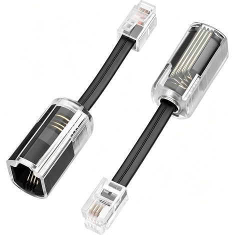 2 Pièces Adaptateur RJ9 4P4C 360°, Démêleur Câble Téléphone Anti Enchevêtrement Câble Téléphone Fixe, Connecteur Pivotant Pour Combiné Bureau Maison, Installation Facile (1/5)