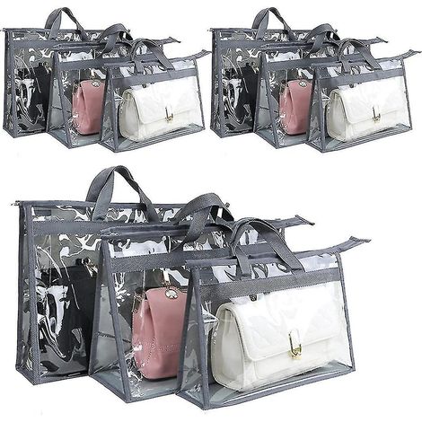 Set mit 9 Staubbeuteln für Handtaschen, transparente Aufbewahrungsmöglichkeit für Handtaschen, Kleiderschrank-Organizer, Handtaschen-Organizer