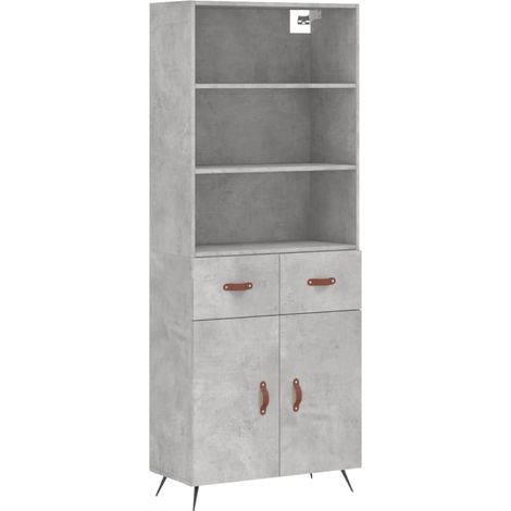 Maison Exclusive - Buffet haut Gris béton 69,5x34x180 cm Bois d'ingénierie (1/5)