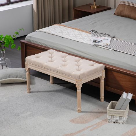 Banc rembourré 80 x 40 x 43 cm beige – assise d’appoint, montage requis (1/5)