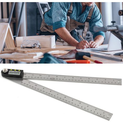 300-mm-Winkelmesser aus Edelstahl mit elektronischer Digitalanzeige, Winkelmesser, Edelstahl-Holzbearbeitungslineal, Winkelmessgerät, 360°-Multifunktionswinkel
