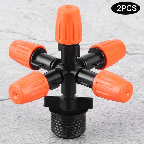 Buse de pulvérisation à cinq sorties en forme de croix, filetage extérieur à 4 points, buse de pulvérisation en plastique pour micro-irrigation goutte à goutte, tuyau d'arrosage réglable, outil d'arro (1/5)