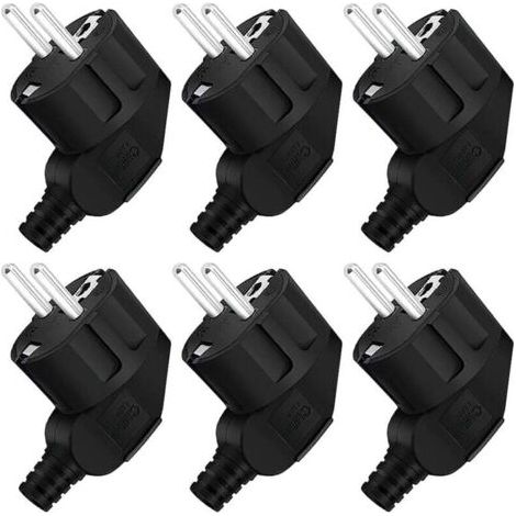 Elektrostecker, 6-teiliges Steckerset, 250 V, 16 A, wasserdichter Außenstecker, für 8–10 mm Kabel, schwarzer Stecker