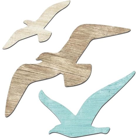 Seagull Wooden Wall Decoration, Beach Wall Decoration, Wall Art for Living Room, Bedroom, Bathroom, Hallway, Holiday Home (Colorful A) (1/5)