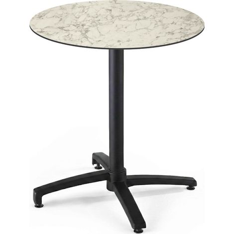 Table bistrot de jardin ronde inclinable 70 cm 4 places marbre (1/5)