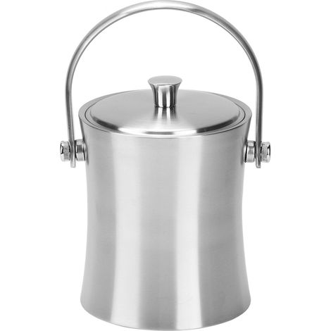 Seau à glace ménager en acier inoxydable de 1 L, récipient pour bière, champagne, tonneau, bouteille de vin, ustensiles (1/5)