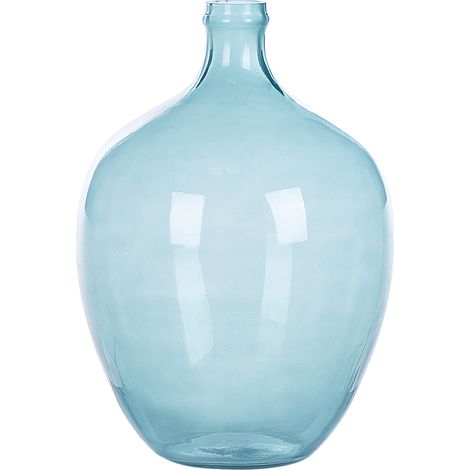 Jarrón de vidrio azul claro 39 cm hecho a mano accesorio decorativo mesa moderno interior Roti
