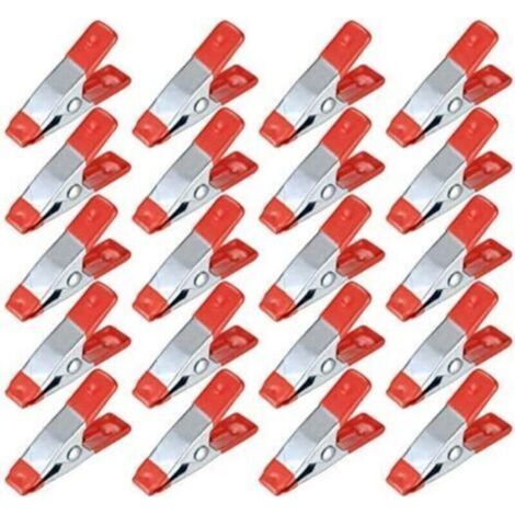 20 Pièces Pinces à Ressort Métal, Modélisme Pince à épiler, Metal Spring Clamps, Pinces à Linge Grip Holder pour Bâche, Camping, Tarpaulin, Travail Bois, Outil de Modélisation - 2 Pouces (1/4)