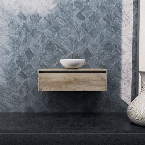 Inda - Mobile bagno L.100 con lavabo in appoggio / Rovere