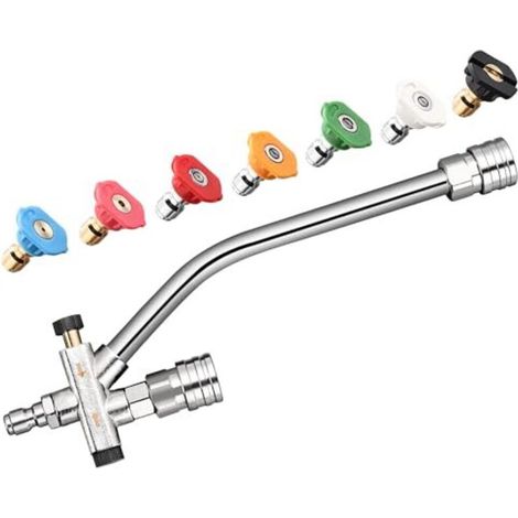 Accessoire de double connecteur pour canon à mousse, accessoire de canon à savon à double tête pour nettoyeur haute pression, avec 7 buses de nettoyage haute pression, sans canon à mousse. (1/5)