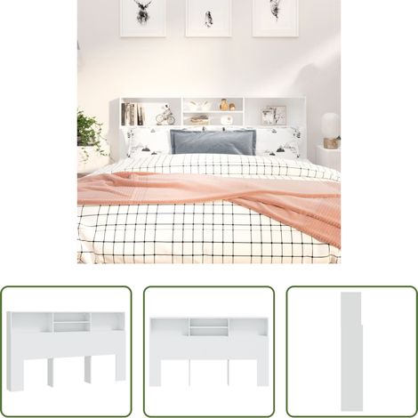 vidaXL Bibliothèque de tête de lit - Armoire de tête de lit Blanc 180x19x103,5 cm (1/5)