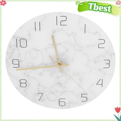 Tbest horloge murale en marbre simple Horloge Murale en Marbre élégante avec Motif Ckedylice - Mouvement luminaire pendule (1/5)