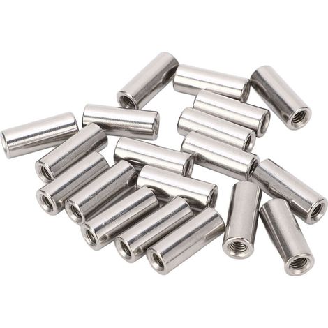 Écrou de connecteur rond M6x1.0 10 L25mm, écrous de couplage de tige, manchon fileté en acier inoxydable, 20 pièces (1/5)