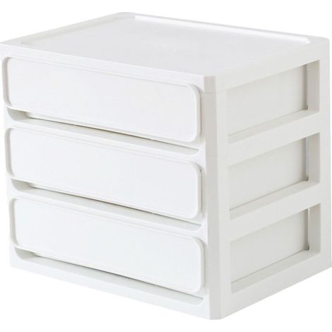 Tiroir de rangement multicouches empilable anti-poussière bote de rangement de bureau organisateur pour dortoir d'étudiants cosmétiques à domicile 3 couches blanc (1/5)