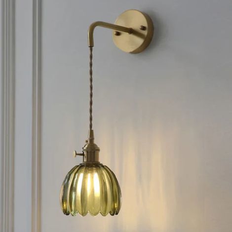 Applique Fleur Verte, Lampe Suspension, Applique Murale Réglable 70cm, E27, Veilleuse Chambre - Sans Source Lumineuse - 220V (1/5)