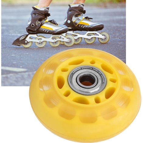 Roulettes jaunes transparentes en PU avec roulements 608ZZ, accessoires pour chariots à bagages et patins, 64 x 24 x 8 mm (1/5)