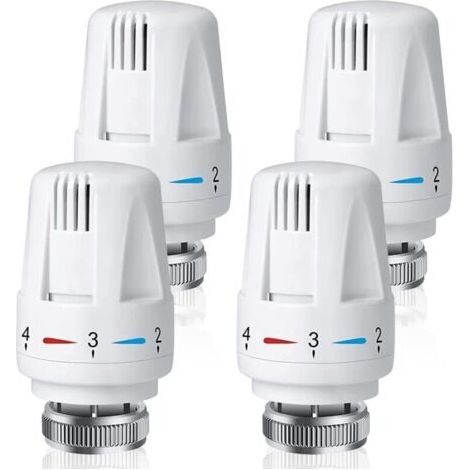 FENOPLASTICALot De 4 Vanne Thermostatique Radiateur,  Tête Thermostatique Radiateur M30 x 1,5, Robinet Thermostatique Radiateur pour La Maison Et Le Bureau, Remplacement de Thermostat de Radiateur (1/4)