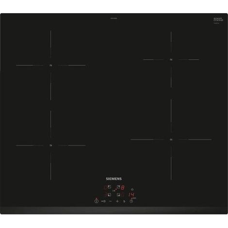 Siemens – Table de cuisson induction 60cm 4 feux 7400W noir – Technologie powerBoost – Minuterie avec coupure automatique – EH631BEB6E