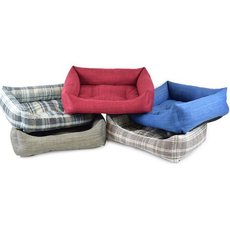 CUCCIA MORBIDA PER CANI IN TESSUTO 45X60 CM DA ARREDAMENTO CON BORDI ALTI E COMODO CUSCINO COLORI ASSORTITI