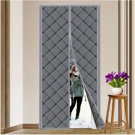 Rideau Isolant pour Porte 120x220cm Rideau Porte Isolation Thermique Magnétique Anti Froid pour Balcon Salon Sous-sol Gris (1/4)