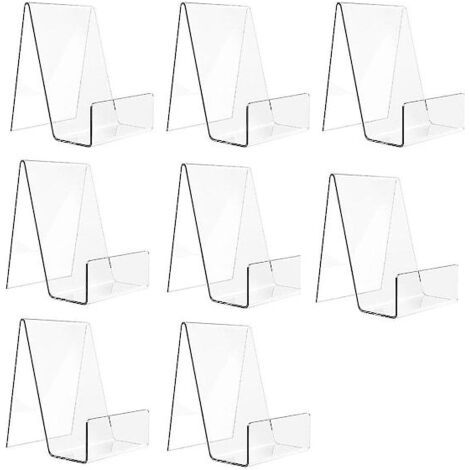 Pair Lot de 8 serre-livres en acrylique - Chevalets d'exposition transparents pour albums, CD, photos, assiettes [BR]