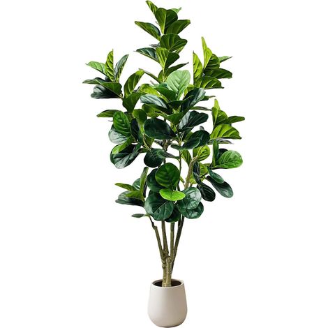 Grand Figuier Faux réaliste 180CM, Pot Blanc, Plante Artificielle pour Décoration Intérieure, Salon, Chambre, Bureau, Entretien Zéro (1/5)