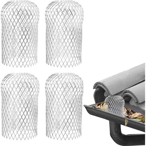 Lot de 4 protège-gouttières - Grille de descente de gouttière en aluminium extensible avec filtre à feuilles (1/5)