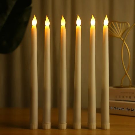 (12 bougies LED 3D blanc cassé) sans flamme, piles incluses, bougies simulant une lumière de Noël, forme de longue bande. (1/5)