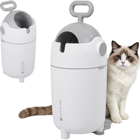FIANAO – Poubelle à couches 12 L avec verrou de sécurité – design cartoon, séparateurs internes – 25 × 26 × 59 cm, blanc (1/5)