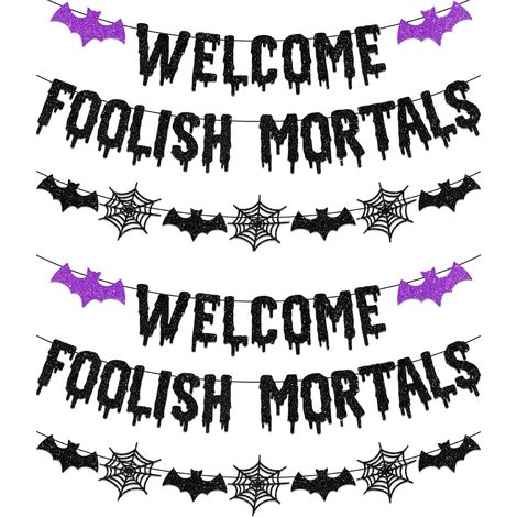 (2x vormontierte Dekoration der Fête d'Halloween, Bannière des Herrenhauses mit angebautem Chauve-Souris – Wanddekorationen zum Aufhängen (1/5)