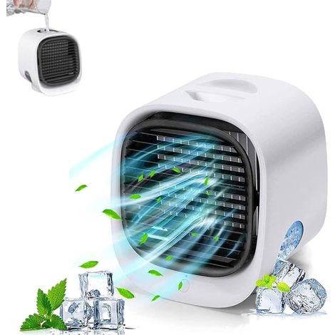 Mini condizionatore d'aria - Raffrescatore d'aria - Condizionatore d'aria ad acqua - Ventilatore - Condizionatore d'aria USB - Mini raffrescatore d'aria ad acqua - Ventilatore da tavolo - Raffreddamen (1/5)