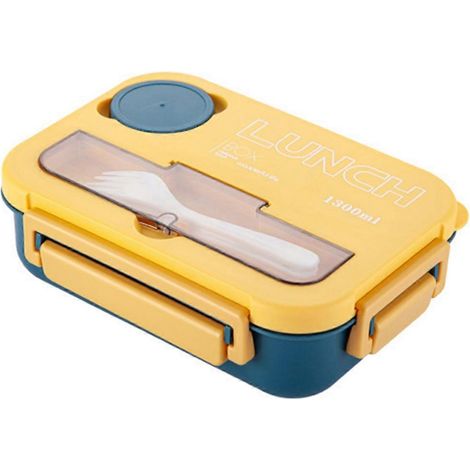 Tragbare Lunchbox mit Gitterbesteck, Gabel und Löffel, mikrowellengeeigneter Lebensmittelbehälter C (1/5)