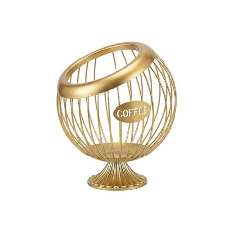Goldener Kaffeekapselhalter – Großer Aufbewahrungskorb aus Metall – Ablage für die Arbeitsplatte – Espressokapselhalter (1/5)