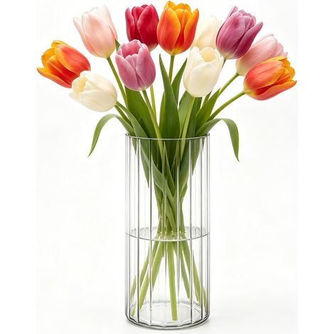 Acrylvasen, geeignet für natürliche und künstliche Blumen – zylindrische Vasen aus bruchsicherem Kunststoff – moderne transparente Vasen (1/5)