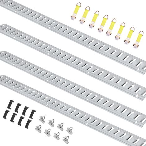 Mophorn 5' E-Track-Zurrschienen-Set, 24-teiliges Ladungssicherungszubehör, 2000 lbs Tragkraft, enthält 8 Stahlschienen, 8 O-Ring-Anker und 8 D-Ring-Zurrgurte für Motorräder und Fahrräder