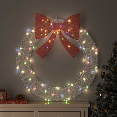 Kranz mit 80 LEDs Mehrfarbig 92 x 92 x 9,5 cm Acryl