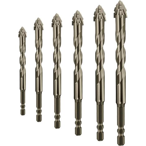 6-teiliges hochfestes Exzenter-Spiralbohrer-Set – Vierschneidige Sägezahnung, Vierkant-Gezahnung, Multifunktion (4/5/6/8/10/12 mm)