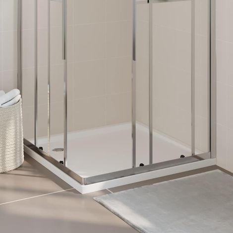 Receveur de douche carré 90x90 cm – ABS renforcé fibre de verre, blanc, seuil bas extra plat pour salle de bain (1/5)