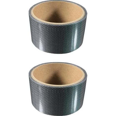 Lot de 2 rubans adhésifs de réparation de moustiquaires, 5 cm x 5 m, pour porte, fenêtre, écran, rideau (gris) (1/5)