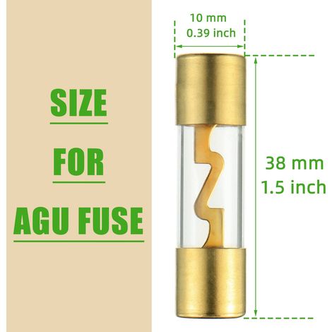 80A Fusible AGU en verre plaqué or pour la protection de la puissance de l'amplificateur stéréo audio de la voiture, de l'automobile, de la marine et de la voiture (lot de 5). (1/3)