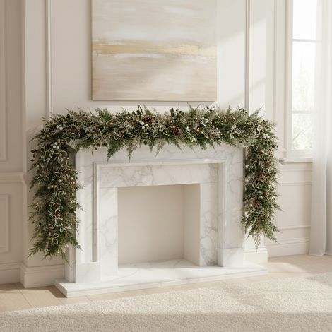 Festone natalizio con foglie champagne in poliestere decorazione natalizia da 180 cm (1/4)